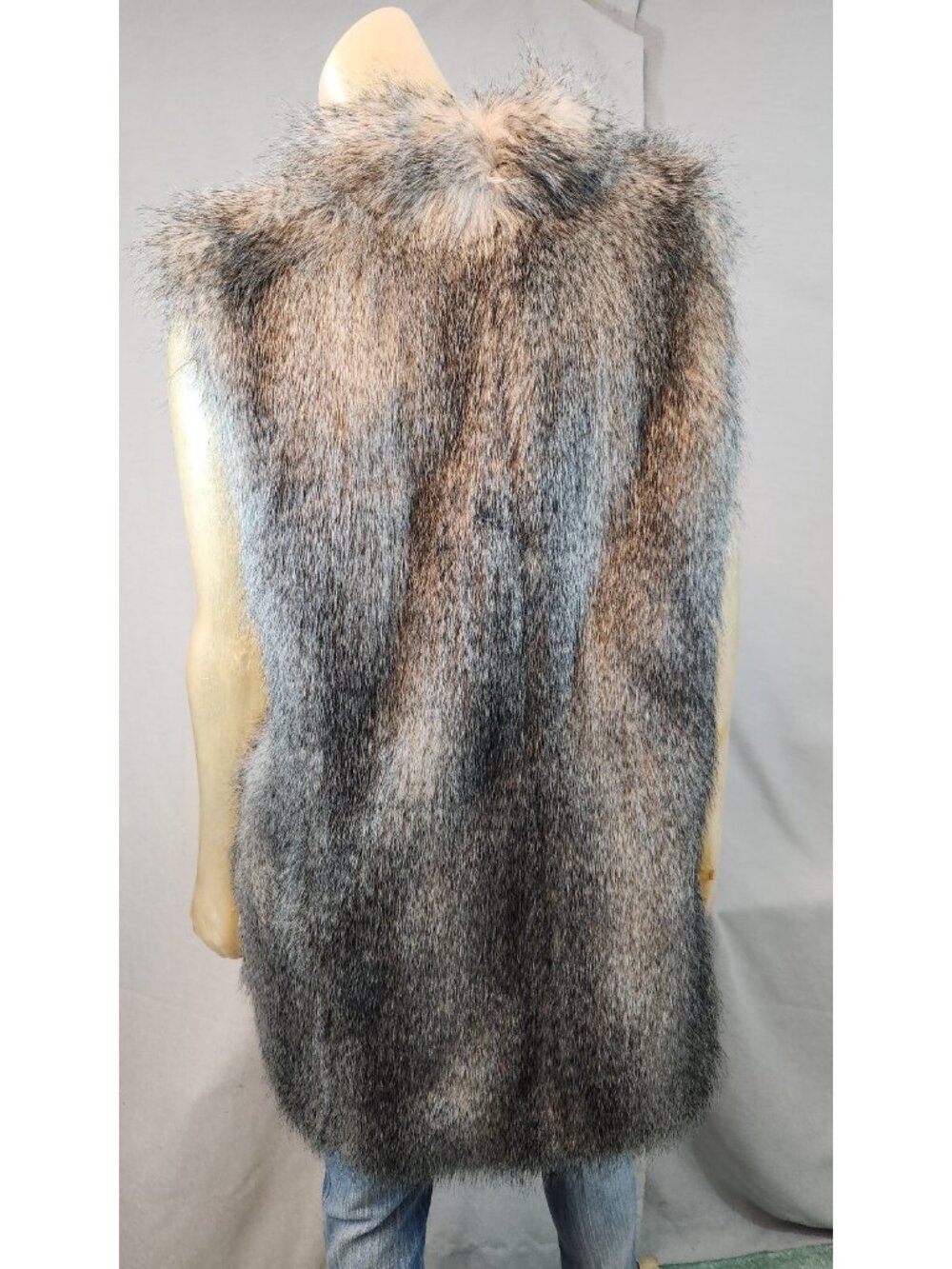 Banana Republic Gray Faux Fur Duster Vest Coat Jacket Womens XL XLARGE - Picture 4 of 7